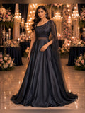 Charcoal One-Shoulder Gown
